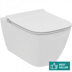 Σετ Λεκάνη επίτοιχη (κρεμαστή) υψηλής πίεσης + Κάλυμμα soft closing Rimless Sandwich slim κρυφή στήριξη 54x35,5 επιφάνεια: Γυαλιστερή, χρώμα: Λευκό Επίτοιχες ΥΠ