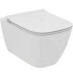 Wall-mounted toilet & toilet seat soft closing, style: Sandwich hidden fixation Rimless Slim 54x35,5 surface: Glossy, color: White Wall-mounted