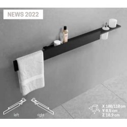 Shelve with tower holder 100x10,9 material: Solid Surface, color: Black surface: Matt