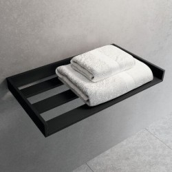 Shelve for towel 61,2x35x6 material: Solid Surface Wall-hung, color: Black surface: Matt