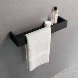 Shelve with tower holder 45x12x6 material: Aluminum, color: Black surface: Matt Shelves with tower holder