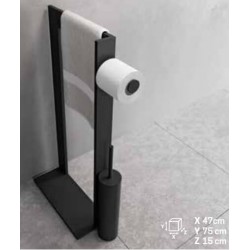 Πιγκάλ-Χαρτοθήκη από solid surface επιδαπέδιος τύπος 47x15x75 & πετσετοθήκη, χρώμα: Μαύρο επιφάνεια: Ματ Πιγκάλ