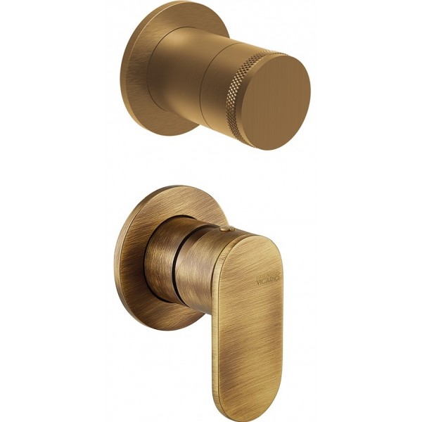 Shower tap Wall-mounted concealed - complete set 2 holes 2 way material: Brass mixer without hand shower, hose and holder, color: Bronze surface: Brushed Wall-mounted - external part Shower tap Wall-mounted concealed - complete set 2 holes 2 way material: Brass mixer without hand shower, hose and holder, color: Bronze surface: Brushed Wall-mounted - external part