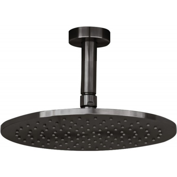 Κεφαλή ντους οροφής 25x25 από ABS 1 ροής & βραχίονα 10cm, brushed black, χρώμα: Μαύρο επιφάνεια: Βουρτσισμένη Κεφαλές ντους