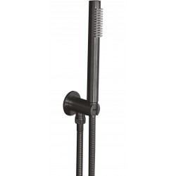Shower head W/ hose, holder and outlet elbow 1 jet  brushed black, color: Black surface: Brushed Hand showers