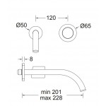 Wash basin tap Wall-mounted concealed - complete set 2 holes material: Brass With push-open waste set 20,1cm, color: Black surface: Matt Wall-mounted - external part Wash basin tap Wall-mounted concealed - complete set 2 holes material: Brass With push-open waste set 20,1cm, color: Black surface: Matt Wall-mounted - external part