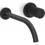 Wash basin tap Wall-mounted concealed - complete set 2 holes material: Brass With push-open waste set 20,1cm, color: Black surface: Matt Wall-mounted - external part Wash basin tap Wall-mounted concealed - complete set 2 holes material: Brass With push-open waste set 20,1cm, color: Black surface: Matt Wall-mounted - external part