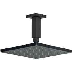 Κεφαλή ντους οροφής 30x30 από ABS 1 ροής & βραχίονα 10cm, χρώμα: Μαύρο επιφάνεια: Ματ Κεφαλές ντους