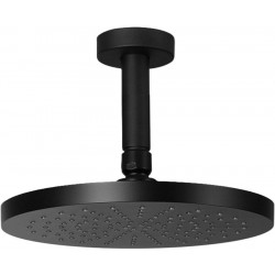 Κεφαλή ντους οροφής 30x30 από ABS 1 ροής & βραχίονα 10cm, χρώμα: Μαύρο επιφάνεια: Ματ Κεφαλές ντους