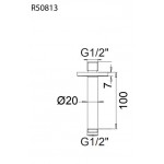 Κεφαλή ντους οροφής 20x20 από ABS 1 ροής & βραχίονα 10cm, χρώμα: Λευκό επιφάνεια: Ματ Κεφαλές ντους