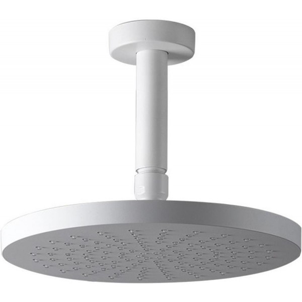 Κεφαλή ντους οροφής 20x20 από ABS 1 ροής & βραχίονα 10cm, χρώμα: Λευκό επιφάνεια: Ματ Κεφαλές ντους