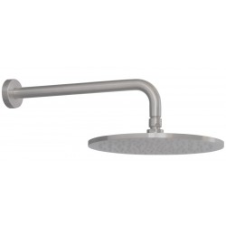 Κεφαλή ντους επίτοιχος τύπος 25x25 από inox 1 ροής & βραχίονα 35cm, brushed inox, χρώμα: Χρωμέ επιφάνεια: Βουρτσισμένη