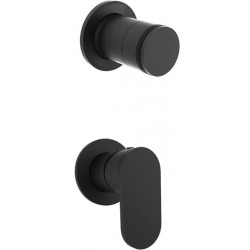Shower tap Wall-mounted concealed - complete set 2 holes 2 way material: Brass mixer without hand shower, hose and holder, color: Black surface: Matt Wall-mounted - external part