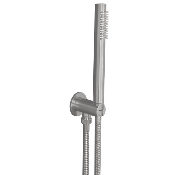 Shower head W/ hose, holder and outlet elbow 1 jet brushed inox, color: Chrome surface: Brushed Hand showers