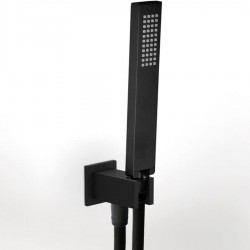 Τηλέφωνο ντους με σπιράλ & στήριγμα με παροχή 1 ροής, χρώμα: Μαύρο επιφάνεια: Ματ Τηλέφωνα