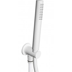 Τηλέφωνο ντους με σπιράλ & στήριγμα με παροχή 1 ροής, χρώμα: Λευκό επιφάνεια: Ματ Τηλέφωνα