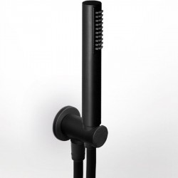 Τηλέφωνο ντους με σπιράλ & στήριγμα με παροχή 1 ροής, χρώμα: Μαύρο επιφάνεια: Ματ Τηλέφωνα