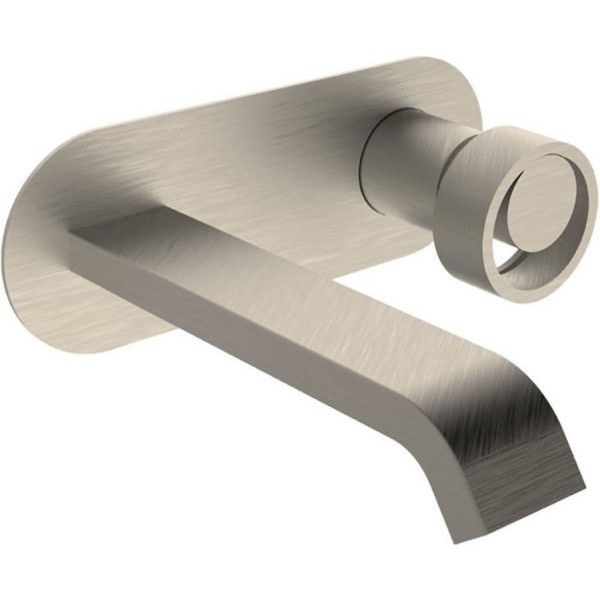 Wash basin tap Wall-mounted concealed - complete set material: Brass With plate With push-open waste set 19,2cm, inox finish, color: Chrome surface: Brushed Wall-mounted - external part