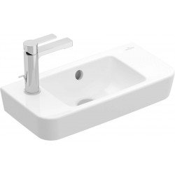 Washbasin Wall-mounted 50x25x10 With 1 bowl With hole on the left With overflow / no pedestal material: Porcelain, color: White surface: Glossy Wall-mounted