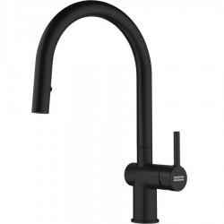 Kitchen tap Deck-mounted material: Brass with shower, color: Black surface: Matt Deck-mounted