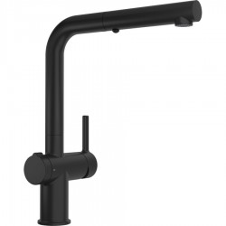 Kitchen tap Deck-mounted material: Brass with shower Matte Black, color: Black surface: Matt