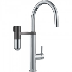 Kitchen tap Deck-mounted material: Brass with water filter Chrome-Gun Metal, color: Chrome/Black surface: Glossy Deck-mounted