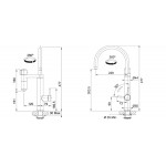 Μπαταρία κουζίνας επικαθήμενη από ορείχαλκο με φίλτρο νερού Industrial Black / Steel Optics, χρώμα: Μαύρο επιφάνεια: Ματ Επικαθήμενες