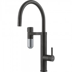 Kitchen tap Deck-mounted material: Brass with water filter Industrial Black / Steel Optics, color: Black surface: Matt