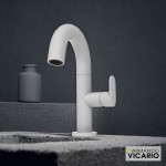 Wash basin tap Deck-mounted material: Brass mixer With push-open waste set Μ size, color: White surface: Matt Deck-mounted