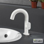 Wash basin tap Deck-mounted material: Brass mixer With push-open waste set Μ size, color: White surface: Matt Deck-mounted