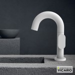 Wash basin tap Deck-mounted material: Brass mixer With push-open waste set Μ size, color: White surface: Matt Deck-mounted