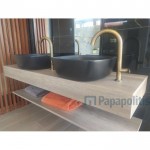 Πάγκος μπάνιου 160x47x12 από ξύλο επιφάνεια: Ματ χρώμα 1300, χρώμα: Ξύλο Οξυά Πάγκοι μπάνιου