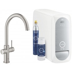 Kitchen tap Deck-mounted material: Brass with water filter, color: Chrome surface: Brushed Deck-mounted