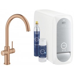 Kitchen tap Deck-mounted material: Brass with water filter, color: Pink Gold surface: Brushed Deck-mounted