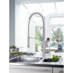 Kitchen tap Deck-mounted material: Brass with shower, color: Chrome surface: Brushed Deck-mounted Kitchen tap Deck-mounted material: Brass with shower, color: Chrome surface: Brushed Deck-mounted