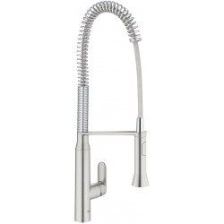 Kitchen tap Deck-mounted material: Brass with shower, color: Chrome surface: Brushed Deck-mounted