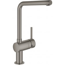 Kitchen tap Deck-mounted material: Brass, color: Grey surface: Brushed