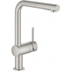 Kitchen tap Deck-mounted material: Brass with shower, color: Chrome surface: Brushed Deck-mounted