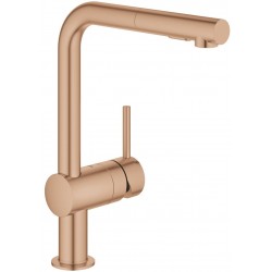 Kitchen tap Deck-mounted material: Brass with shower, color: Pink Gold surface: Brushed Deck-mounted