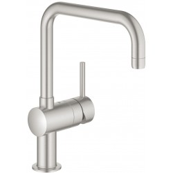 Kitchen tap Deck-mounted material: Brass, color: Chrome surface: Brushed Deck-mounted
