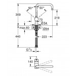 Μπαταρία κουζίνας επικαθήμενη από ορείχαλκο U-spout, brushed hard graphite, χρώμα: Γκρι επιφάνεια: Βουρτσισμένη Επικαθήμενες