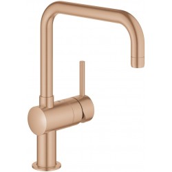 Kitchen tap Deck-mounted material: Brass, color: Pink Gold surface: Brushed Deck-mounted
