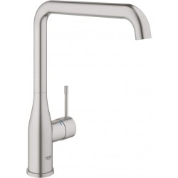 Kitchen tap Deck-mounted material: Brass supersteel, L-Spout, color: Chrome surface: Brushed Deck-mounted
