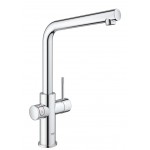 Μπαταρία κουζίνας επικαθήμενη από ορείχαλκο με φίλτρο νερού L-Spout με Boiler M-Size για βραστό νερό S-Size, χρώμα: Χρωμέ επιφάνεια: Γυαλιστερή Επικαθήμενες