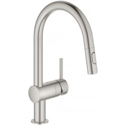 Kitchen tap Deck-mounted material: Brass with shower, color: Chrome surface: Brushed Deck-mounted