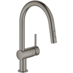 Kitchen tap Deck-mounted material: Brass with shower, color: Grey surface: Brushed Deck-mounted