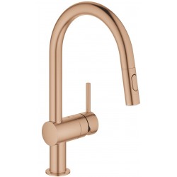 Kitchen tap Deck-mounted material: Brass with shower, color: Pink Gold surface: Brushed Deck-mounted