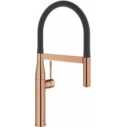 Kitchen tap Deck-mounted material: Brass with shower, color: Pink Gold surface: Glossy