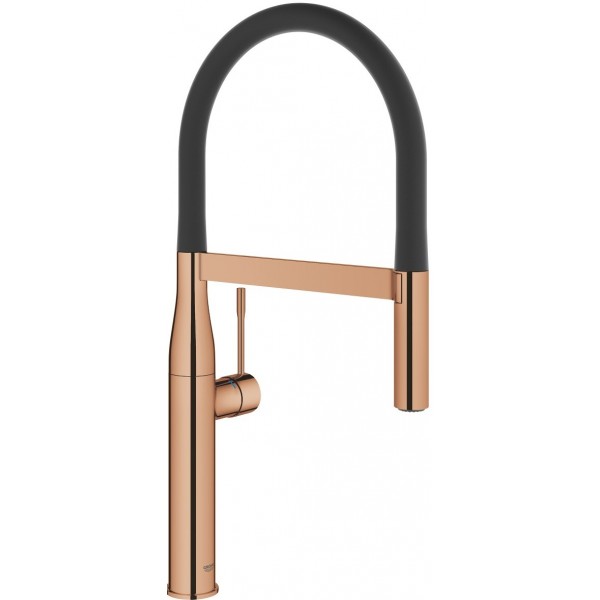 Kitchen tap Deck-mounted material: Brass with shower, color: Pink Gold surface: Glossy Deck-mounted