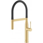 Kitchen tap Deck-mounted material: Brass with shower, color: Gold surface: Brushed Deck-mounted